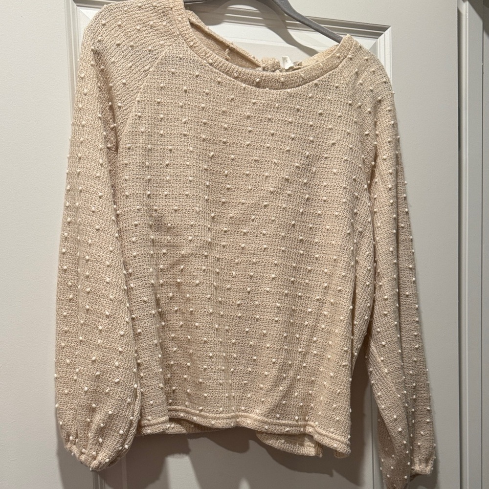 Blu Pepper Textured Cream Sweater